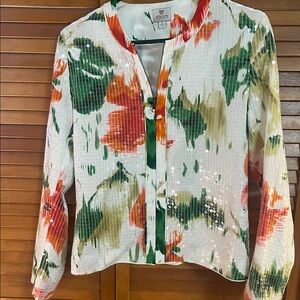 Chico's Multicolor Sequin Floral Jacket Size 0